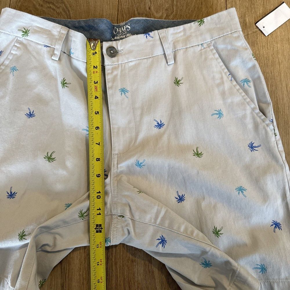 CHAPS Mens‎ Coastland Wash Palm Trees Shorts Stretch Size 32 9" Inseam Khaki NEW - Picture 8 of 9